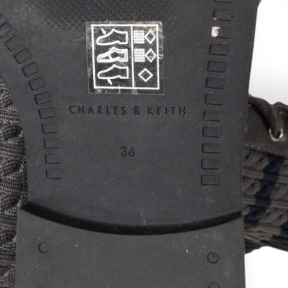 Charles & Keith Faux Leather Woven Boots SZ 36  Brown High Lace Up Boots - Picture 12 of 12